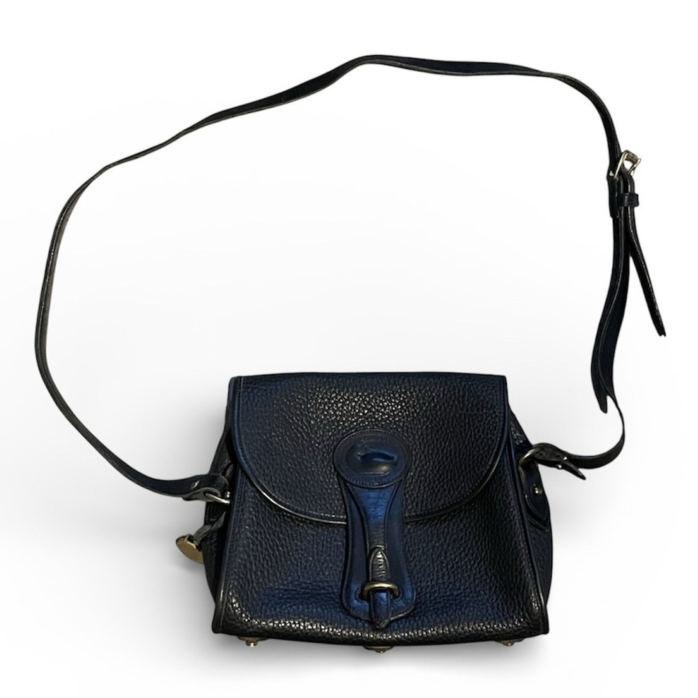 Vintage 80s 90s Dooney & Bourke Black Essex Bag All Weather Leather Used Soft